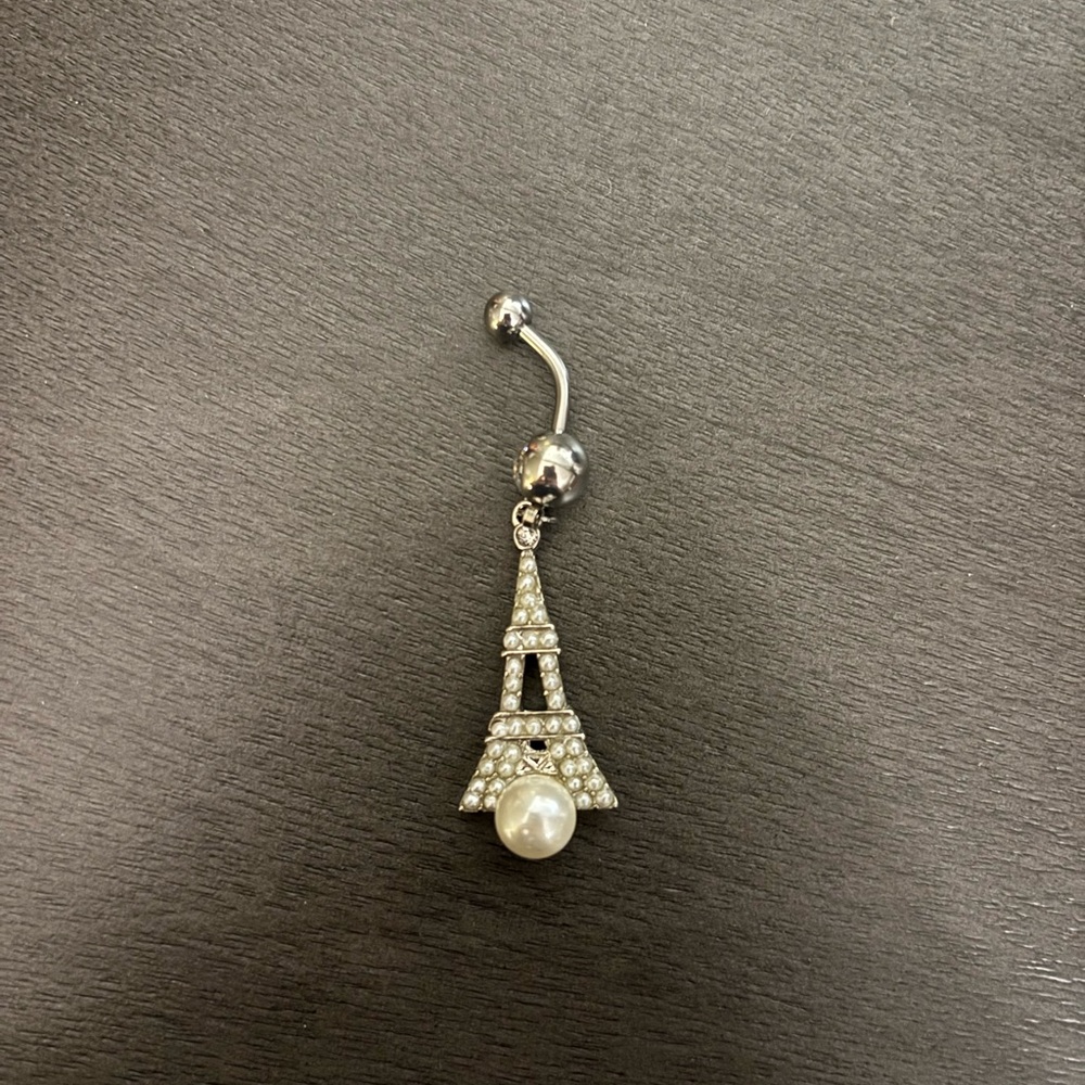 Silver Eiffel Tower Belly Button Ring